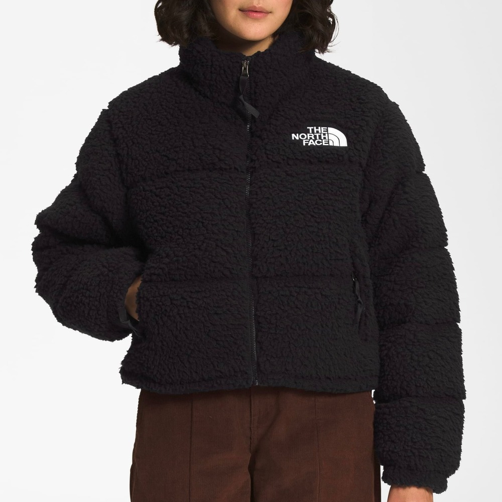 The North Face Women's High Pile Plush Cropped Down Nuptse Jacket, Black - Picture 10 of 11